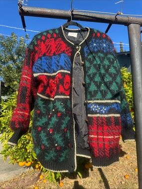 Vintage Susan Bristol Multicolor Fair Isle Wool Blend Christmas Holiday Cardigan